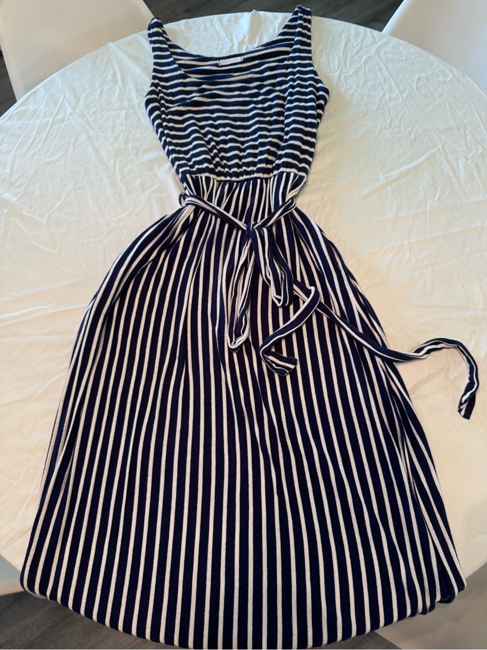 Pinkblush Navy and White Stripe Sleeveless Maxi Dress with Tie Waist